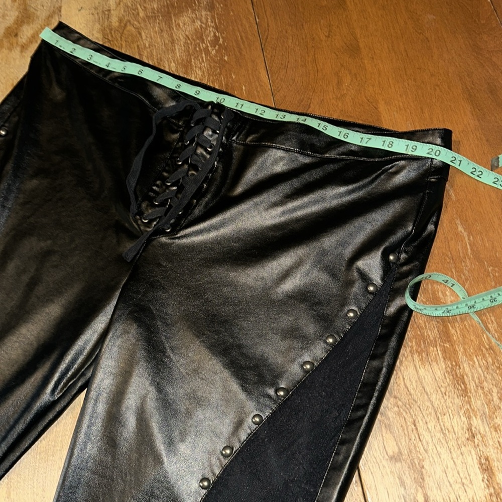Killstar Shiny Black Lace-Up Flare Pants - Picture 5 of 12